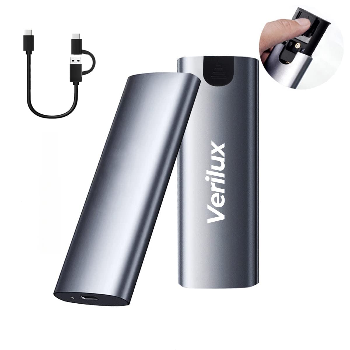 Verilux M.2 NVMe SATA SSD Enclosure SATA to USB HDD Enclosure with 2 in 1 USB Cable Tool-Free USB 3.2 Gen 2 10Gbps NVMe PCI M-Key/B+M Key, Aluminum External SSD Hard Drive Case Complies with UASP Verilux M.2 NVMe SATA SSD Enclosure SATA to USB HDD Enclosure with 2 in 1 USB Cable Tool-Free USB 3.2 Gen 2 10Gbps NVMe PCI M-Key/B+M Key, Aluminum External SSD Hard Drive Case Complies with UASP